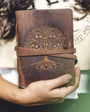 The Celestial Tree Journal – Handmade Leather Writing Notebook by Hideghar