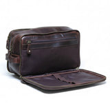 The Voyager Dual-Zip Leather Toiletry Bag | Full Grain Travel Dopp Kit