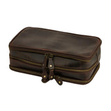 The Voyager Dual-Zip Leather Toiletry Bag | Full Grain Travel Dopp Kit