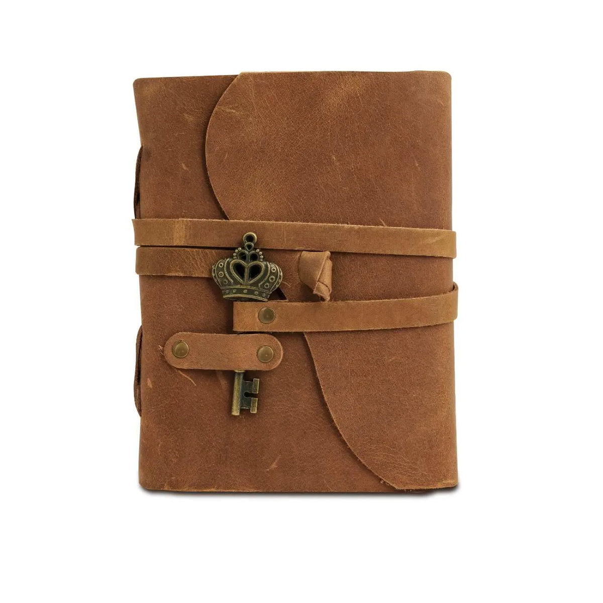The Sentinel Key Leather Journal | Antique Lock & Deckle Edge Paper