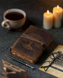 The Celestial Tree Journal – Handmade Leather Writing Notebook by Hideghar