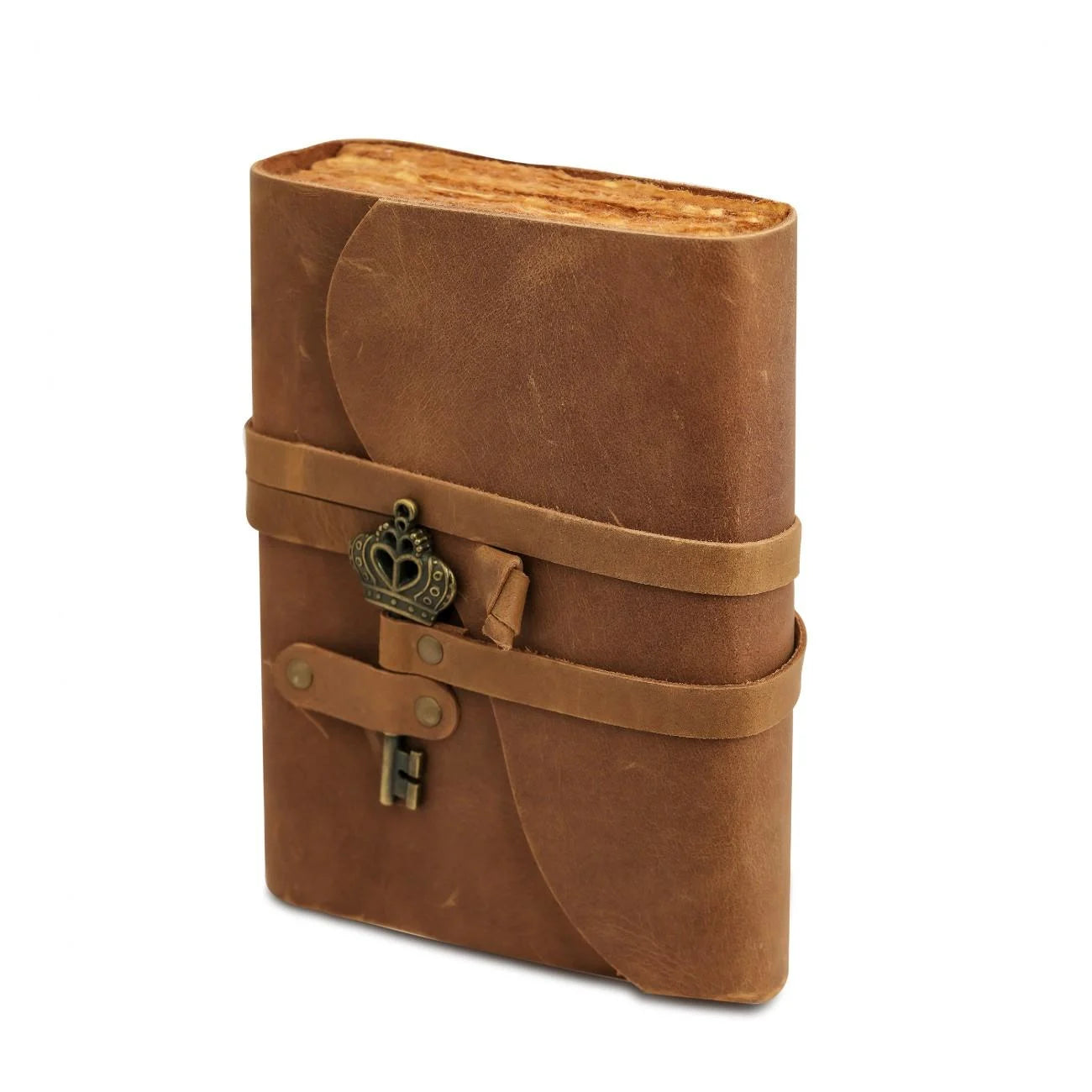 The Sentinel Key Leather Journal | Antique Lock & Deckle Edge Paper
