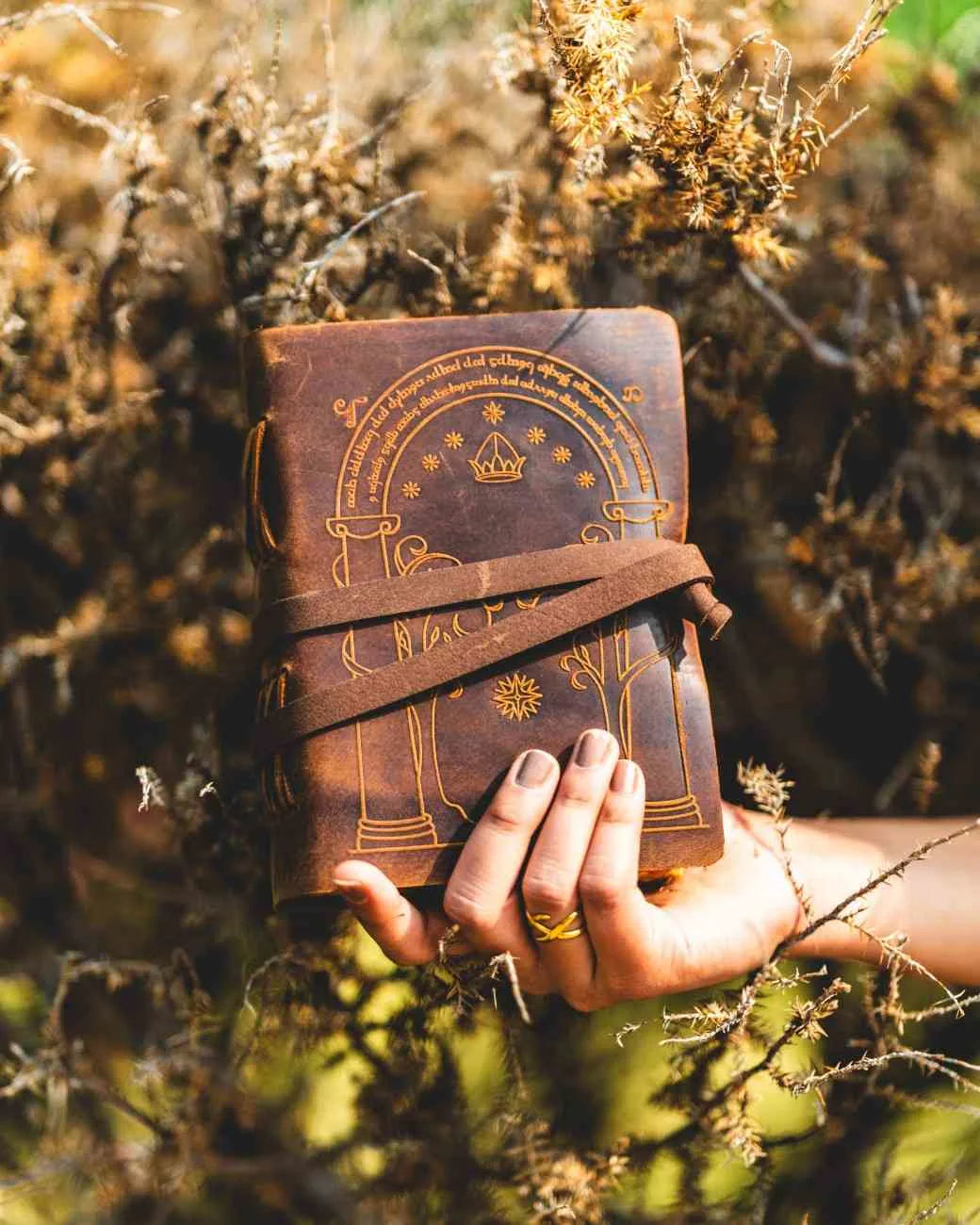 Door Of Durin Embossed Leather Journal | Handcrafted Lord of the Rings Inspired Notebook